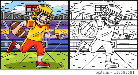 American Football Player Running Illustration 113583581