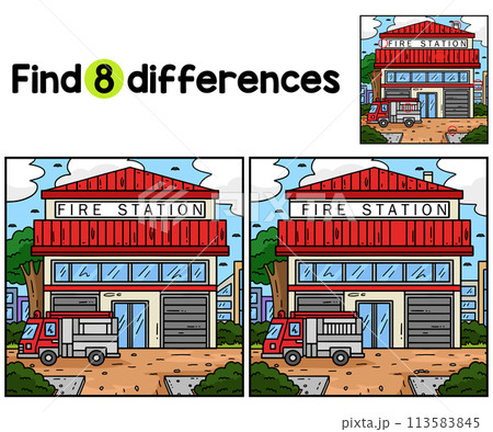 Firefighter Station Find The Differences Firefighter Station Find The Differences 113583845
