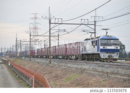 東北本線　東鷲宮ー栗橋　JR貨物　EF210-128（岡山） 113583878