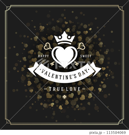 Christmas retro typographic background. Merry Christmas holidays wish greeting card and vintage ornament decoration. Happy new year message. Vector illustration Eps 10. 113584069
