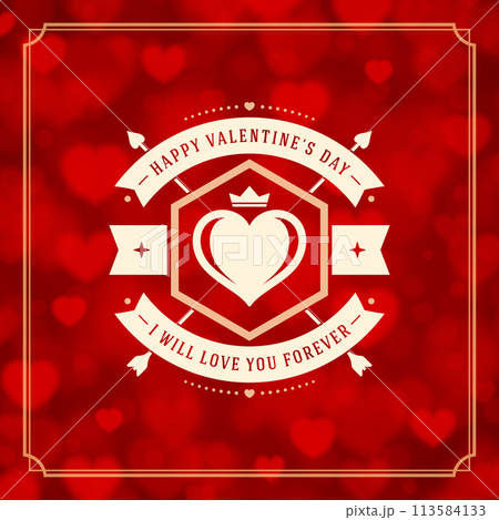 Elegant Valentines Day Card With Romantic Greeting 113584133