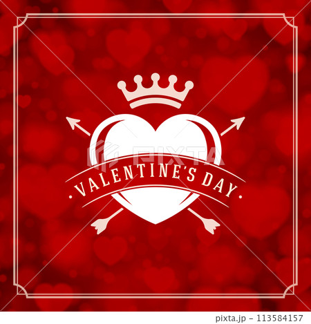 Valentines Day greeting card or poster vector illustration 113584157