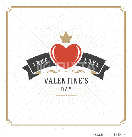 Valentines Day Card With Heart 113584163