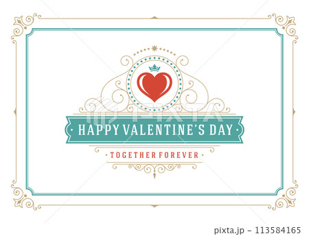 Valentine's Day Greeting Card or Poster Vector illustration. Retro typography design and texture background Valentine's Day Greeting Card or Poster Vector illustration. Retro typography design and texture background 113584165