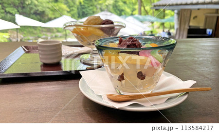 川辺のカフェ あんみつ 和菓子 113584217