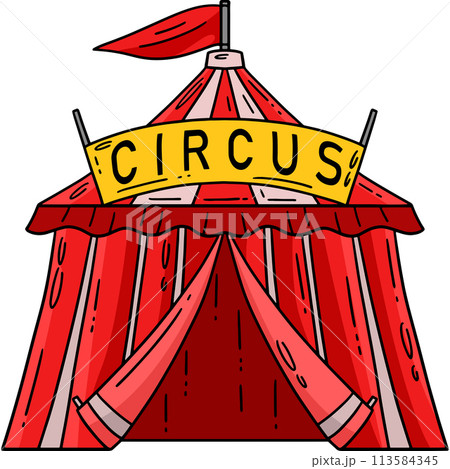 Circus Tent Cartoon Colored Clipart Illustration 113584345