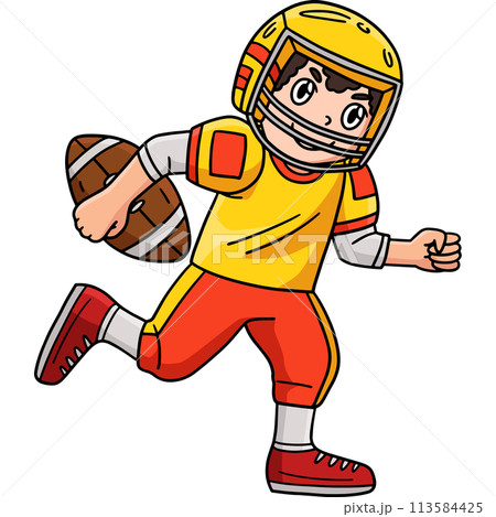American Football Player Cartoon Colored Clipart - Stock Illustration  [113584425] - PIXTA