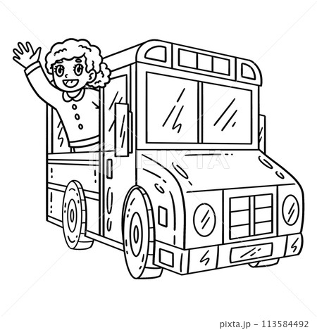 First Day of School Child In School Bus Isolated  113584492
