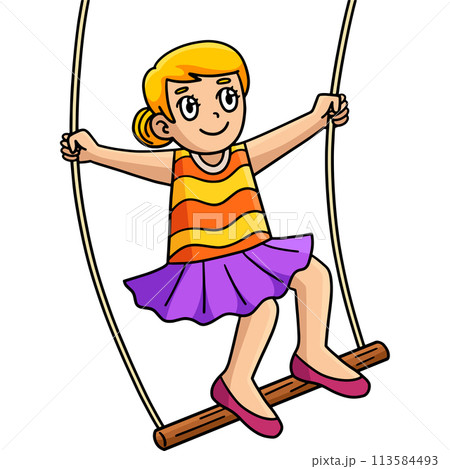 Circus Acrobat and Trapeze Cartoon Colored Clipart 113584493
