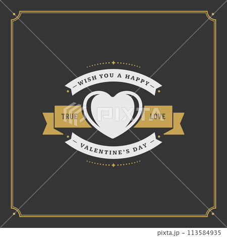 Elegant Valentines Day Card Design With Heart Motif 113584935
