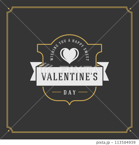 Elegant Valentines Day Card Design With Heart Motif 113584939