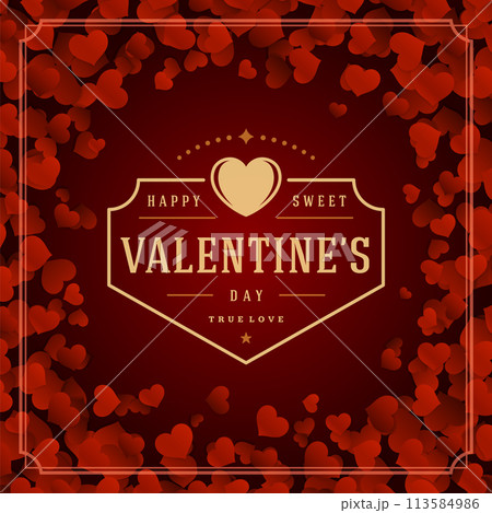 Valentine's Day greeting card or poster vector illustration 113584986