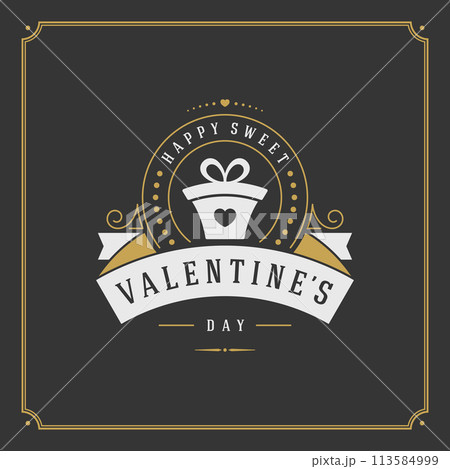 Happy Valentine's Day greeting Card or Poster and Heart vector illustration Happy Valentine's Day greeting Card or Poster and Heart vector illustration 113584999