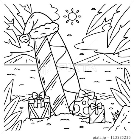 Christmas in July Surfboard with Hat Coloring Page Christmas in July Surfboard with Hat Coloring Page 113585236