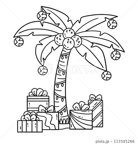 Christmas in July Coconut Tree Isolated Coloring  113585266