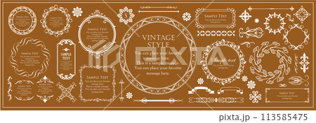 黒背景に各部位の名称が記載された消化器官のかわいくてシンプルなイラスト 113585475