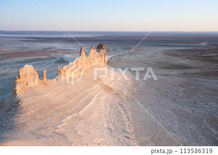 Stunning Mangystau landscape, Kazakhstan. Ak Orpa pinnacles view, Bozzhira valley Stunning Mangystau landscape, Kazakhstan. Ak Orpa pinnacles view, Bozzhira valley 113586319