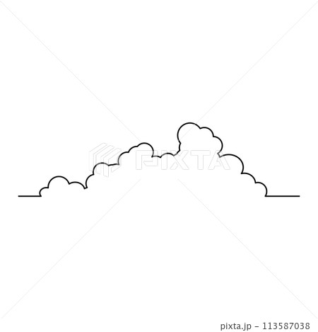 イラスト素材: 墨絵風の雲のイラストのシルエット素材　ベクター 113587038