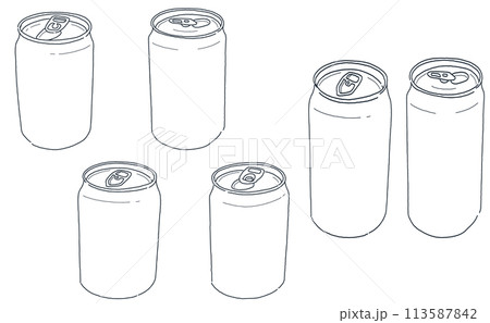 手描きの缶の線画イラストセット 113587842