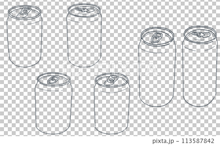 手描きの缶の線画イラストセット 113587842