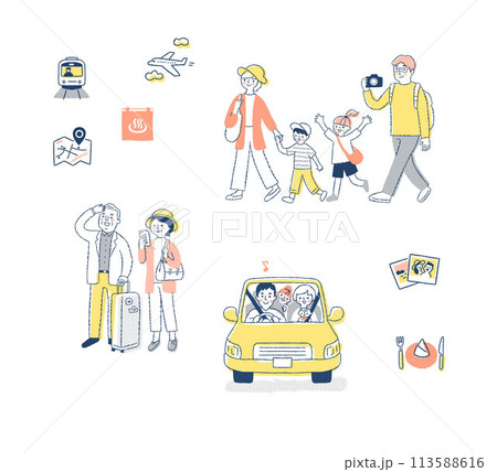 トラベルイメージ　人物とアイテム　セット 113588616