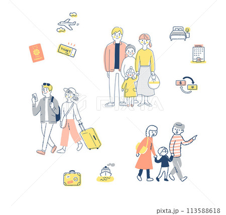 トラベルイメージ 人物とアイテム セット トラベルイメージ 人物とアイテム セット 113588618