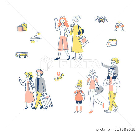トラベルイメージ　人物とアイテム　セット 113588619