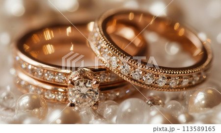 Elegant heart shaped diamond ring displayed in a pink box. 113589165