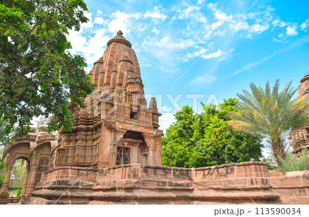 Front view inside of Mandore Gardens with amazing cenotaphs, ruins and temples Front view inside of Mandore Gardens with amazing cenotaphs, ruins and temples 113590034