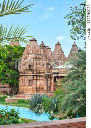 Front view inside of Mandore Gardens with amazing cenotaphs, ruins and temples Front view inside of Mandore Gardens with amazing cenotaphs, ruins and temples 113590036