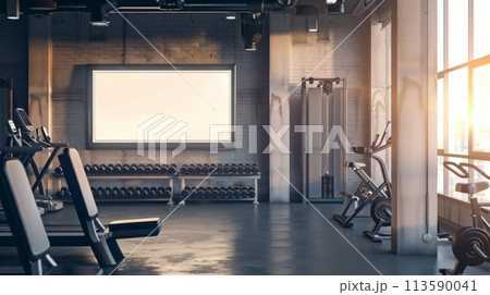 Gym Fitness Class Schedule Display Mockup, Group Activity Motivation, AI Created 113590041
