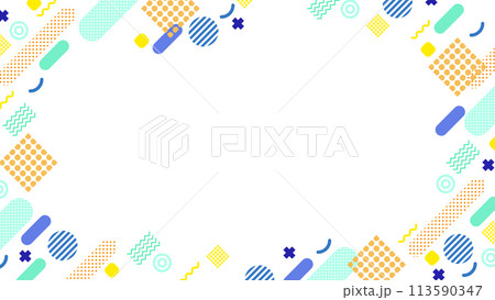 カラフルでポップなメンフィスパターン風フレーム 113590347