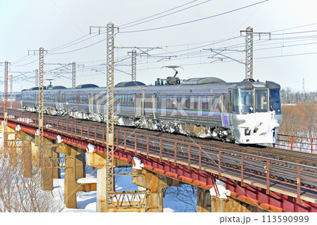 函館本線 豊幌ー江別 JR北海道 785系 NE-501編成(札幌) スーパーカムイ エアポート 函館本線 豊幌ー江別 JR北海道 785系 NE-501編成(札幌) スーパーカムイ エアポート 113590999