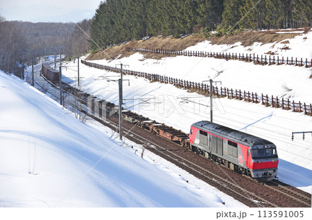 千歳線 上野幌ー北広島 JR貨物 DF200-55(鷲別) 千歳線 上野幌ー北広島 JR貨物 DF200-55(鷲別) 113591005
