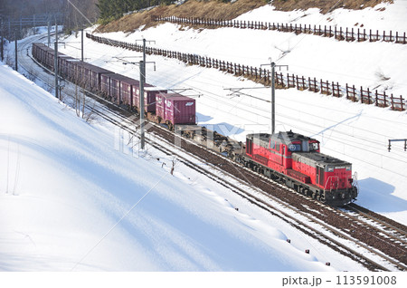 千歳線　上野幌ー北広島　JR貨物　DD51-1157（鷲別） 113591008
