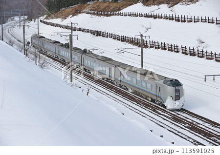 千歳線　上野幌ー北広島　JR北海道　789系1000番台　HL-1001編成（札幌）　スーパーカムイ 113591025