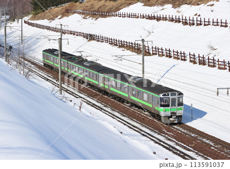 千歳線 上野幌ー北広島 JR北海道 721系 F-3018編成(札幌) 千歳線 上野幌ー北広島 JR北海道 721系 F-3018編成(札幌) 113591037