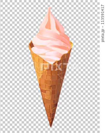 軟冰淇淋（草莓）華夫蛋捲 113591417