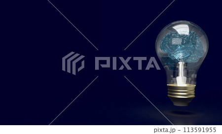 The Brain light bulb for education or creative inspiration concept 3d rendering. 113591955