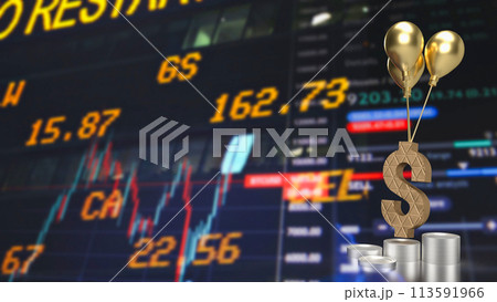 The dollar symbol and balloon for Business concept 3d rendering. 113591966