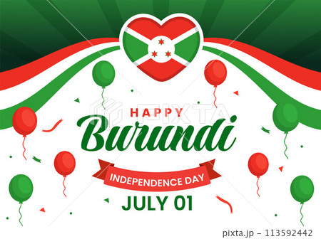 Happy Burundi Independence Day Vector Illustration on 1 July with Waving Flag and Ribbon in National Holiday Flat Cartoon Background Happy Burundi Independence Day Vector Illustration on 1 July with Waving Flag and Ribbon in National Holiday Flat Cartoon Background 113592442