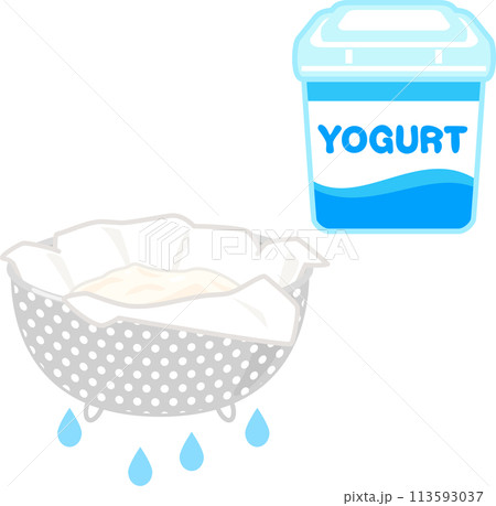 ザルで水切りしたヨーグルト、水切りヨーグルト ザルで水切りしたヨーグルト、水切りヨーグルト 113593037