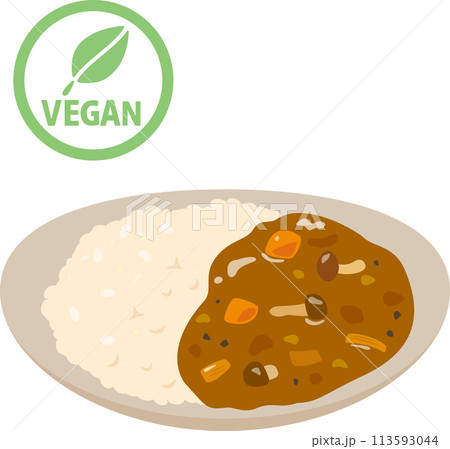 カレーライスとヴィーガンマーク 113593044