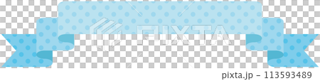 Simple ribbon illustration with polka dot pattern 4 (light blue) 113593489