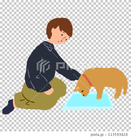 Woman worried about her dog 113593828