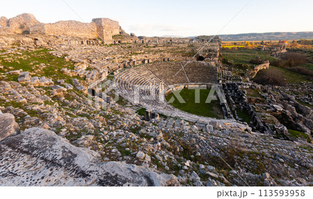 Ancient Greek theatre ruins of Miletus, Turkey 113593958