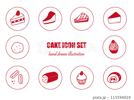 ケーキの丸いアイコンセット 113594028