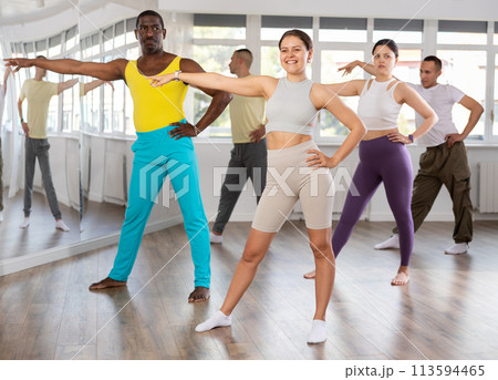 Group of people dancing jazz funk Group of people dancing jazz funk 113594465