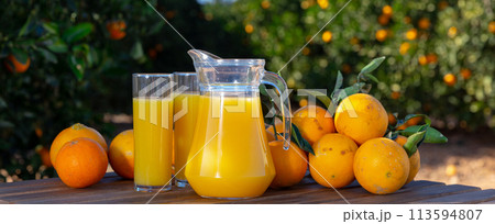 Orange juice and fresh fruits Orange juice and fresh fruits 113594807