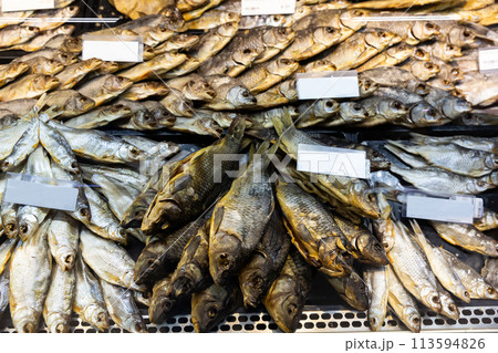 Cured herring and other fish in supermarket Cured herring and other fish in supermarket 113594826